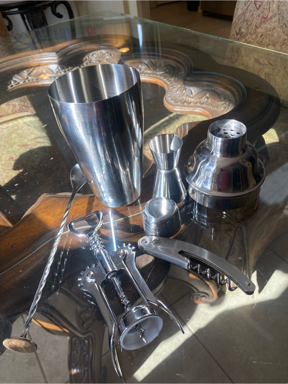 Professional Stainless Steel Cocktail Shaker and Bar Tool Set - Silver